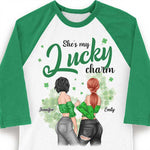 She's My Lucky Charm - Gift For Besties, Personalized St. Patrick's Day Unisex Raglan Shirt