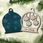 Snowflakes Falling In Love - Personalized Custom Snow Globe Shaped 2 Layered Wood Christmas Ornament - Gift For Family Members, Christmas Gift