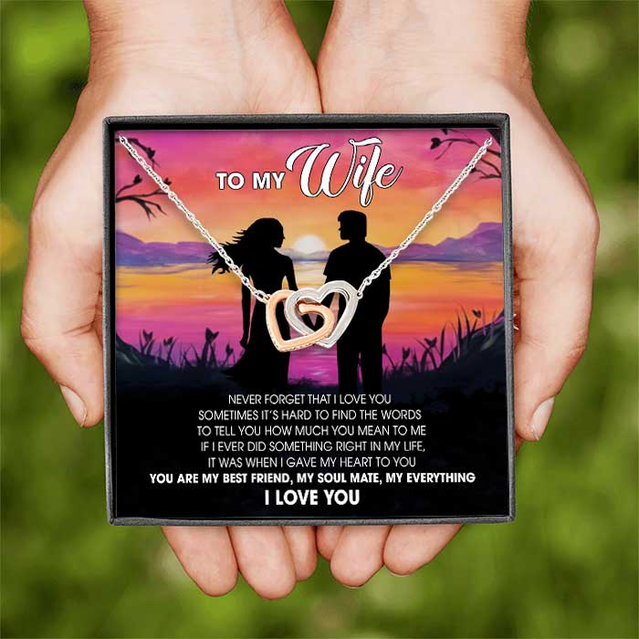 You Are My Best Friend My Soul Mate My Everything - Gift For Couples, Husband Wife, Personalized Interlocking Hearts Necklace.