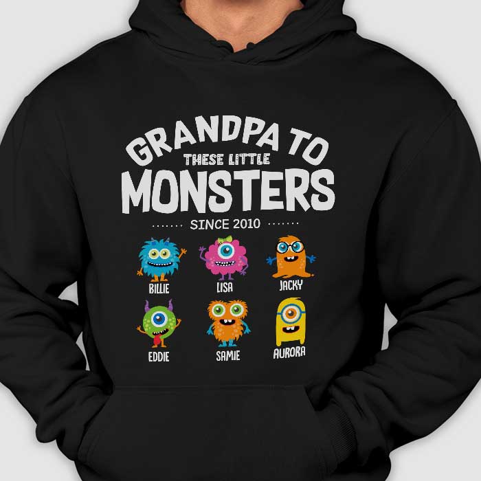 Grandpa To These Little Monsters - Gift For Dad, Grandpa - Personalized Unisex T-Shirt, Hoodie