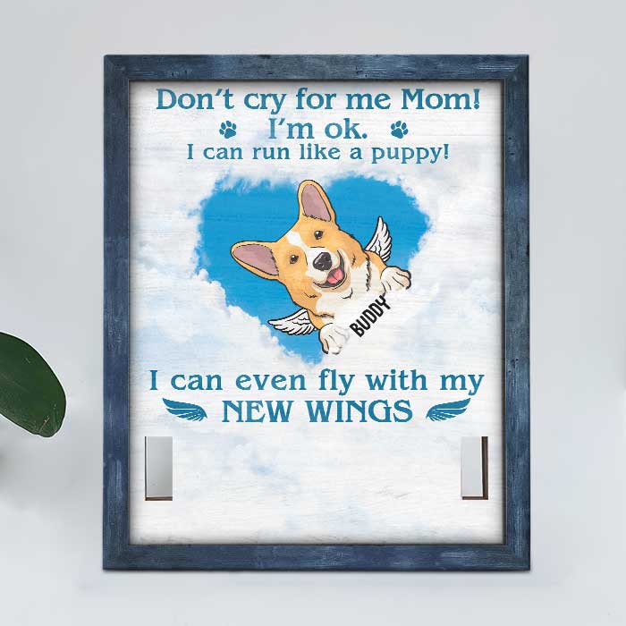 Don't Cry For Me I Can Run Like A Puppy - Memorial Personalized Custom Pet Loss Sign, Collar Frame - Sympathy Gift, Gift For Pet Owners, Pet Lovers