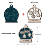 Snowflakes Falling In Love - Personalized Custom Snow Globe Shaped 2 Layered Wood Christmas Ornament - Gift For Family Members, Christmas Gift