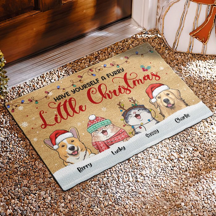 A Furry Little Christmas - Dog & Cat Personalized Custom Decorative Mat -  Christmas Gift For Pet Owners, Pet Lovers