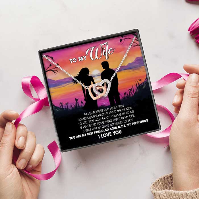 You Are My Best Friend My Soul Mate My Everything - Gift For Couples, Husband Wife, Personalized Interlocking Hearts Necklace.