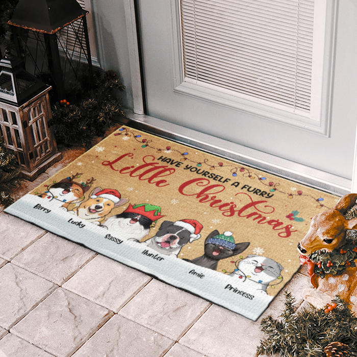 A Furry Little Christmas - Dog & Cat Personalized Custom Decorative Mat -  Christmas Gift For Pet Owners, Pet Lovers
