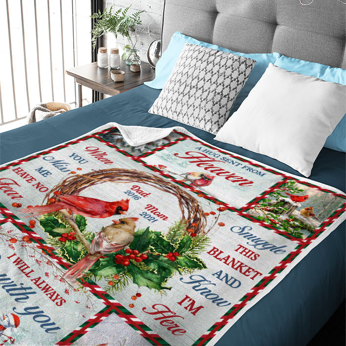 Snuggle This Blanket & Know We're Here - Memorial Personalized Custom Blanket - Sympathy Gift, Christmas Gift For Family Members