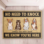 We Know You're Here, Dogs And Cats - Personalized Decorative Mat