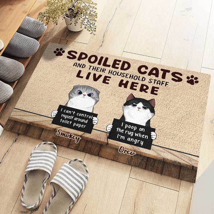 Spoiled Cats Live Here - Gift For Cat Lovers - Personalized
