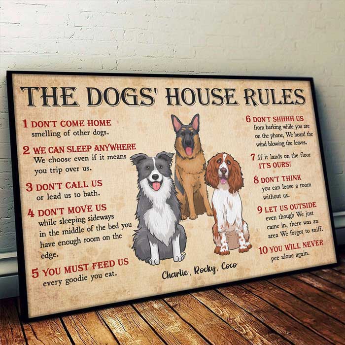 The Dog's Funny House Rules - Gift For Dog Lovers, Personalized Horizontal Poster