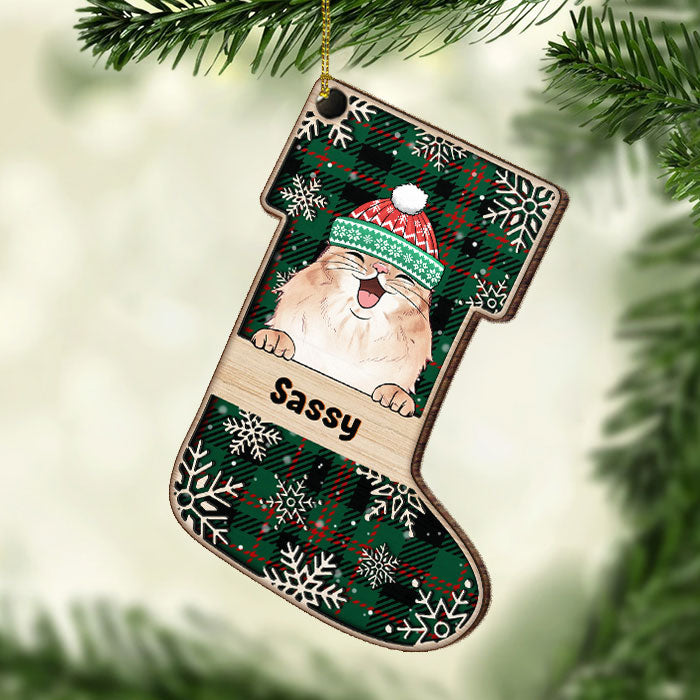Have A Magical Holiday Season - Happy Cats And Dogs - Personalized Custom Stocking Shaped Wood Christmas Ornament