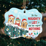 On The Naughty List & Regret Nothing - Dog & Cat Personalized Custom Ornament - Wood Benelux Shaped - Christmas Gift For Dog Lovers