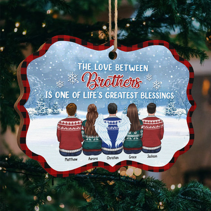 Brothers & Sisters Maybe In Distance But Never At Heart - Personalized Custom Benelux Shaped Wood Christmas Ornament - Gift For Siblings, Christmas Gift
