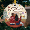 Celebrate Christmas Together Since - Personalized Custom Round Shaped Ceramic Christmas Ornament - Gift For Couple, Husband Wife, Anniversary, Engagement, Wedding, Marriage Gift, Christmas Gift