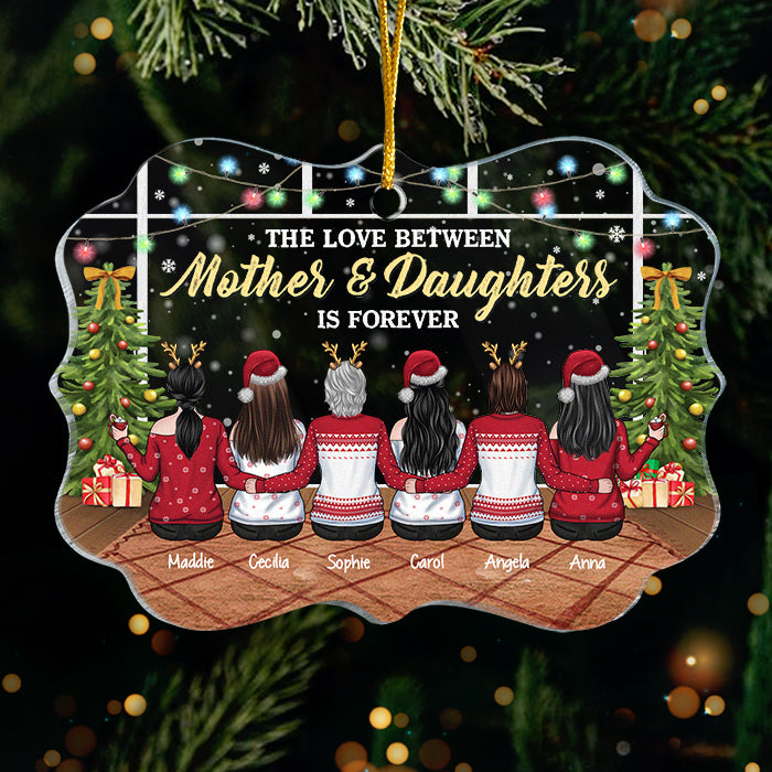 The Love Between Mother & Daughters Knows No Distance - Personalized Custom Benelux Shaped Acrylic Christmas Ornament - Gift For Family, Christmas Gift
