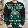 Dear Dad, Thanks For Not Pulling Out & Creating Freaking Legends - Family Personalized Custom Ugly Sweatshirt - Unisex Wool Jumper - Christmas Gift For Dad
