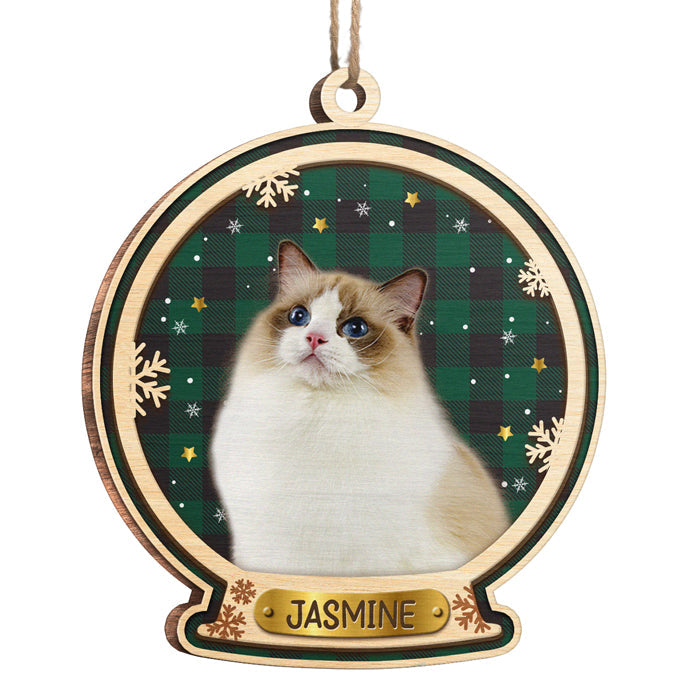 Here Comes Santa Paws - Personalized Custom Round Shaped Wood Photo Christmas Ornament - Upload Image, Gift For Pet Lovers, Christmas Gift