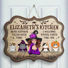 In My Kitchen Filled With Care I Welcome Water, Earth, Fire, Air - Personalized Shaped Wood Sign - Gift For Witches, Gift For Yourself, Gift For Pet Lovers, Halloween Gift