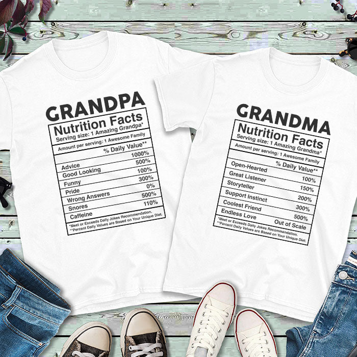 Amazing Grandpa And Grandma Of An Awesome Family - Personalized Matching Couple T-Shirt - Gift For Couple, Husband Wife, Grandparents