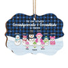 The Love Between Grandparents & Grandkids Snowman - Personalized Custom Benelux Shaped Wood Christmas Ornament - Gift For Grandparents, Christmas Gift