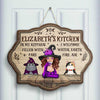 In My Kitchen Filled With Care Welcome Water, Earth, Fire, Air - Personalized Shaped Wood Sign - Gift For Witches, Gift For Yourself, Gift For Pet Lovers, Halloween Gift