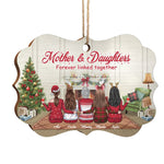Mother & Daughters, Forever Linked Together - Personalized Custom Benelux Shaped Wood Christmas Ornament - Gift For Family, Christmas Gift