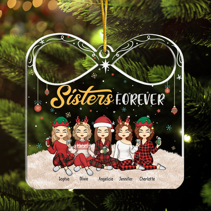 Besties Forever Always Together - Bestie Personalized Custom Ornament - Acrylic Gift Box Shaped - Christmas Gift For Best Friends, BFF, Sisters