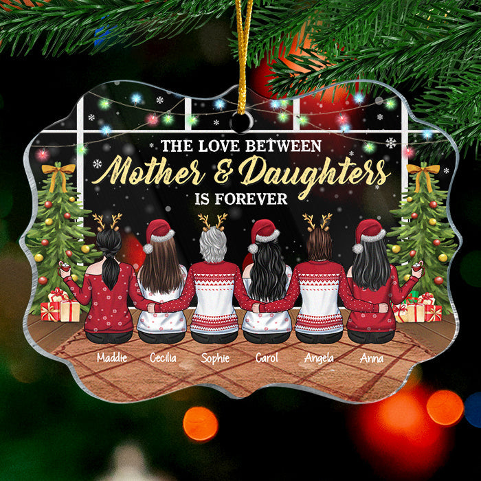 The Love Between Mother & Daughters Knows No Distance - Personalized Custom Benelux Shaped Acrylic Christmas Ornament - Gift For Family, Christmas Gift