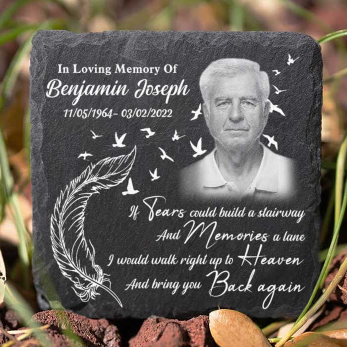 I'd Walk Right Up To Heaven & Bring You Back Again - Personalized Memorial Stone, Human Grave Marker - Upload Image, Memorial Gift, Sympathy Gift