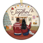 Celebrate Christmas Together Since - Personalized Custom Round Shaped Ceramic Christmas Ornament - Gift For Couple, Husband Wife, Anniversary, Engagement, Wedding, Marriage Gift, Christmas Gift