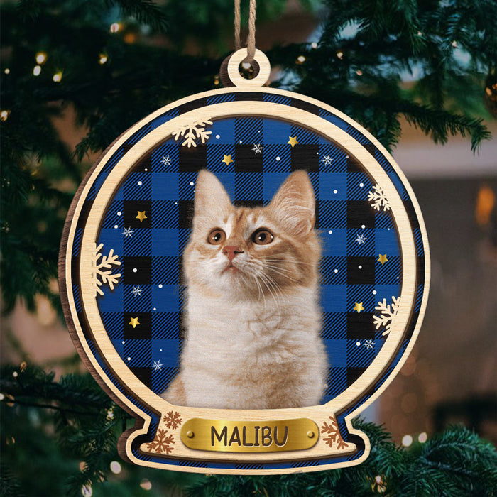 Here Comes Santa Paws - Personalized Custom Round Shaped Wood Photo Christmas Ornament - Upload Image, Gift For Pet Lovers, Christmas Gift