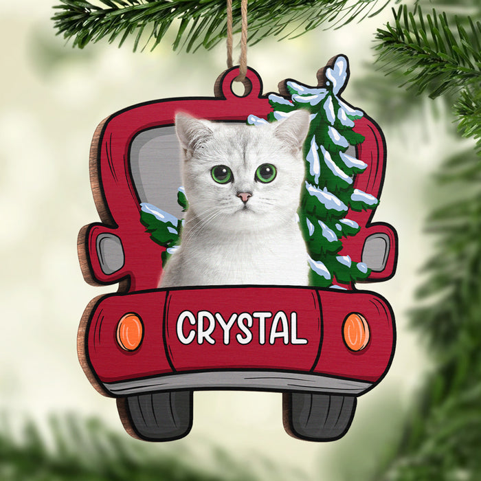 Woof You A Merry Christmas, Parents - Personalized Custom Car Shaped Wood Photo Christmas Ornament - Upload Image, Gift For Pet Lovers, Christmas Gift