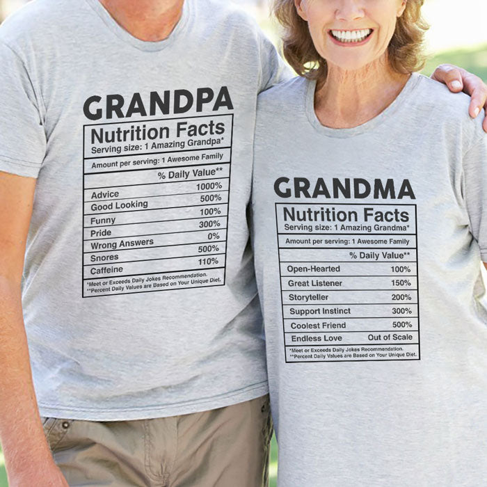 Amazing Grandpa And Grandma Of An Awesome Family - Personalized Matching Couple T-Shirt - Gift For Couple, Husband Wife, Grandparents