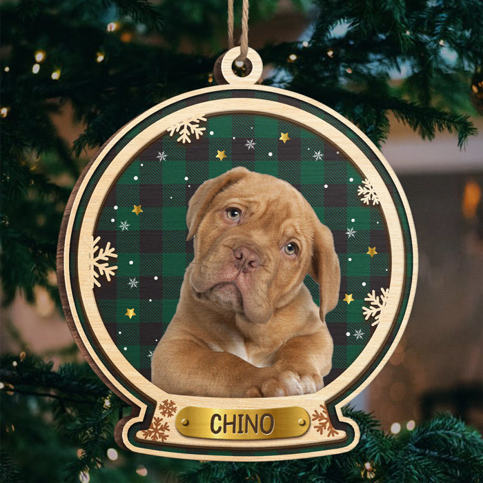 Here Comes Santa Paws - Personalized Custom Round Shaped Wood Photo Christmas Ornament - Upload Image, Gift For Pet Lovers, Christmas Gift