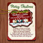 The Love We Share Will Only Grow - Personalized Custom Christmas Wooden Card With Pop Out Ornament - Gift For Siblings, Christmas Gift