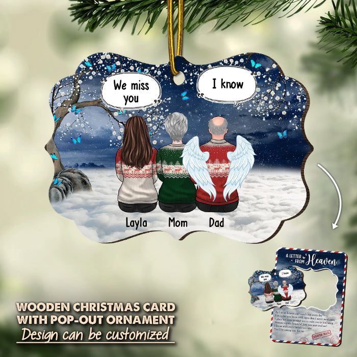 We Place Our Arms Around You To Calm You As You Weep - Memorial Personalized Custom Wooden Card With Pop Out Ornament - Sympathy Gift, Christmas Gift For Family