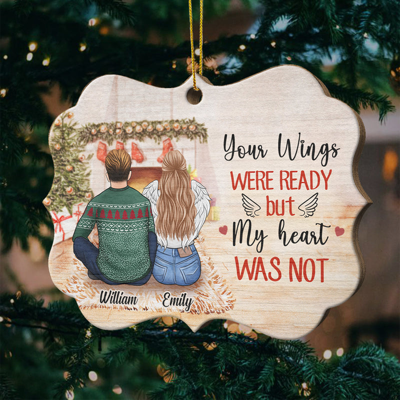 Half Of My Heart Is In Heaven With My Angel - Missing You Always - Gift For Couples, Personalized Custom Benelux Shaped Wood Christmas Ornament
