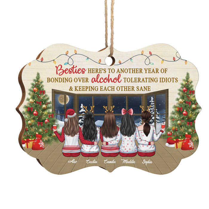 Not Sisters By Blood, But Sisters By Heart - Bestie Personalized Custom Ornament - Wood Benelux Shaped - New Arrival Christmas Gift For Best Friends, BFF, Sisters