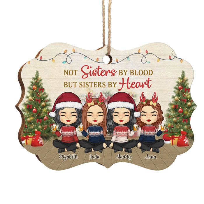 We're Sisters By Heart - Personalized Custom Benelux Shaped Wood Christmas Ornament - Gift For Bestie, Best Friend, Sister, Birthday Gift For Bestie And Friend, Christmas Gift