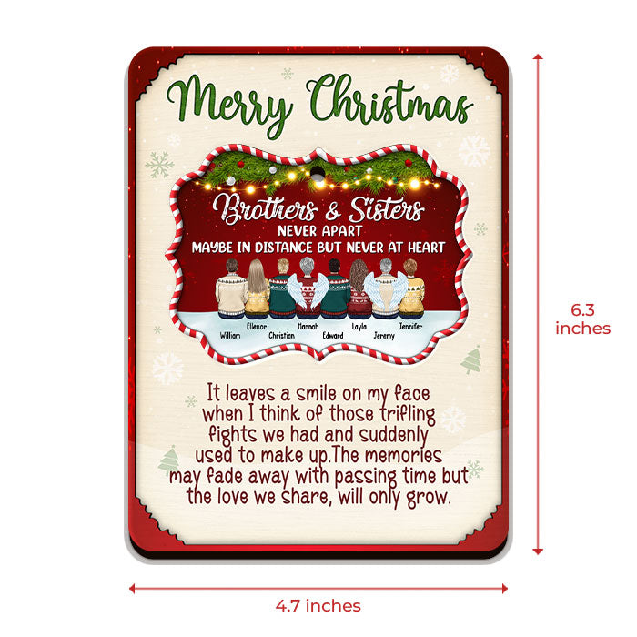 The Love We Share Will Only Grow - Personalized Custom Christmas Wooden Card With Pop Out Ornament - Gift For Siblings, Christmas Gift