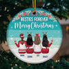 Besties Forever Merry Christmas - Personalized Custom Round Shaped Ceramic Christmas Ornament - Gift For Bestie, Best Friend, Sister, Birthday Gift For Bestie And Friend, Christmas Gift