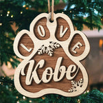 Jingle Paws - Personalized Custom Paw Shaped 2 Layered Wood Christmas Ornament - Gift For Pet Lovers, Christmas Gift