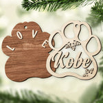 Jingle Paws - Personalized Custom Paw Shaped 2 Layered Wood Christmas Ornament - Gift For Pet Lovers, Christmas Gift