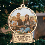 Family Together Since - Personalized Custom Snow Globe Shaped Wood Photo Christmas Ornament - Upload Image, Gift For Family, Christmas Gift