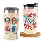 Enjoying A Beach Day Together - Personalized Can Cooler - Gift For Bestie