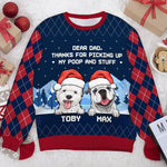 Thanks For Picking Up My Stuff - Personalized Custom Unisex Ugly Christmas Sweatshirt, Wool Sweatshirt, All-Over-Print Sweatshirt - Gift For Dog Lovers, Pet Lovers, Christmas Gift