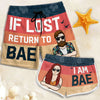 If Lost, Return To My Bae - Personalized Couple Beach Shorts - Gift For Couples, Husband Wife