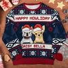 Happy Pawliday - Personalized Custom Unisex Ugly Christmas Sweatshirt, Wool Sweatshirt, All-Over-Print Sweatshirt - Gift For Dog Lovers, Pet Lovers, Christmas Gift