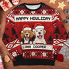Merry Christmas, Happy Howliday - Personalized Custom Unisex Ugly Christmas Sweatshirt, Wool Sweatshirt, All-Over-Print Sweatshirt - Gift For Dog Lovers, Pet Lovers, Christmas Gift