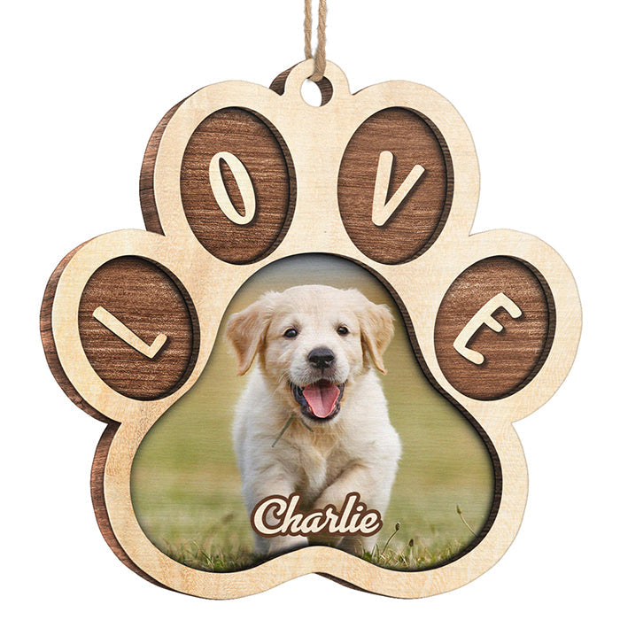 Love My Fur Baby - Personalized Custom Round Shaped Wood Photo Christmas Ornament - Upload Image, Gift For Pet Lovers, Christmas Gift