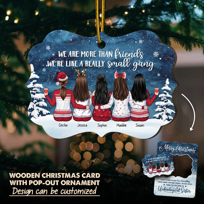 Friends Stop Being Friends & Become Sisters - Personalized Custom Christmas Wooden Card With Pop Out Ornament - Gift For Bestie, Best Friend, Sister, Birthday Gift For Bestie And Friend, Christmas Gift
